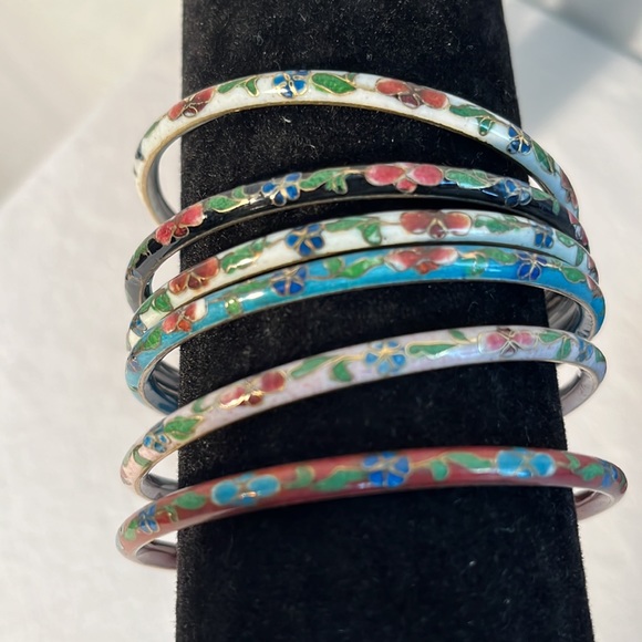 cloisonné set of 6 bangles 7” - Picture 2 of 4